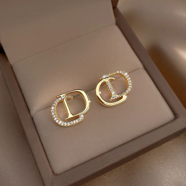 2022ใหม่เข็มเงินเพชรตัวอักษรซีดีแสงหรูหรา-s-tud-e-arrings-ทุกการแข่งขันต่างหูเครื่องประดับผู้หญิง-pretty-girl-jewelry