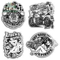 EARLFAMILY 13ซม. X 13ซม. Lucky Harley Davidson ไรเดอร์สติกเกอร์รถกันน้ำสำหรับรถจักรยานยนต์หน้าต่างแล็ปท็อปสติกเกอร์ติดรถยนต์สีดำและกราฟิกสีขาว