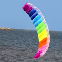 1.422.7M Rainbow Dual Line Kitesurfing Stunt ร่มชูชีพ Soft Parafoil Surfing Kite Sport Kite ขนาดใหญ่กลางแจ้งชายหาด Flying Kite