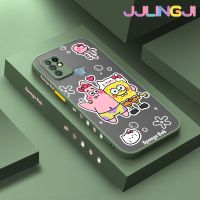 Jlingji เคสสำหรับ Infinix ร้อน10 X682B เคส X682C การ์ตูนน่ารักลาย Spongebob บางขอบสี่เหลี่ยมด้านข้างดีไซน์ใหม่กันกระแทกมีน้ำค้างแข็งโปร่งใสแข็งเคสมือถือปลอกซิลิโคนคลุมทั้งหมดเคสป้องกันกล้องนิ่ม