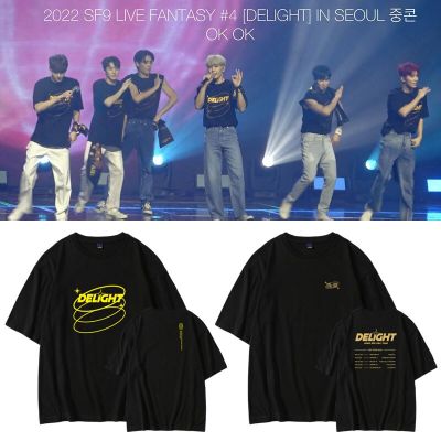 Korean Fashion SF9 Word Tour DELIGHT T Shirt The Same Paragraph Short Sleeve Loose T-shirt Cal Cotton Tee Tops K-pop Clothes