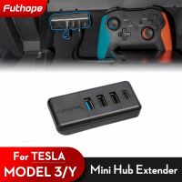 Futhope Glovebox USB Hub Ports for Tesla Model 3 2021-2022 Splitter Docking Station 4 In 1 Game Co-pilot USB Spiliter Model 3 Y