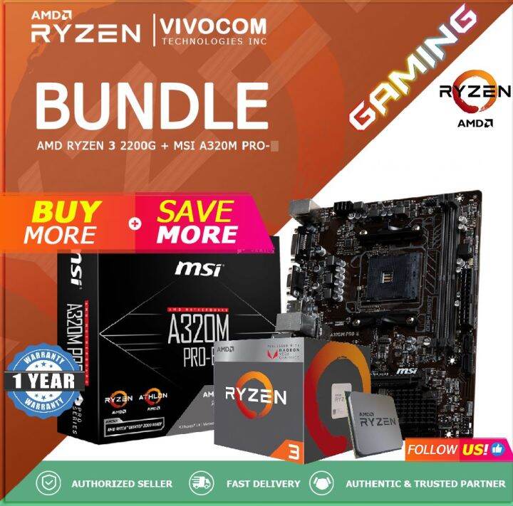AMD RYZEN 3 3200G W VEGA GRAPHICS PROCESSOR With Bundle MSI A320M PRO