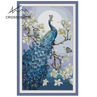 ชุดปักครอสติช CROSSDECOR นกยูง11CT(60X92ซม.) 14CT(47X72ซม.) สีขาว/พิมพ์ผ้าประทับตราปักครอสติชครบชุดพร้อมรูปแบบ DIY ตกแต่งบ้าน