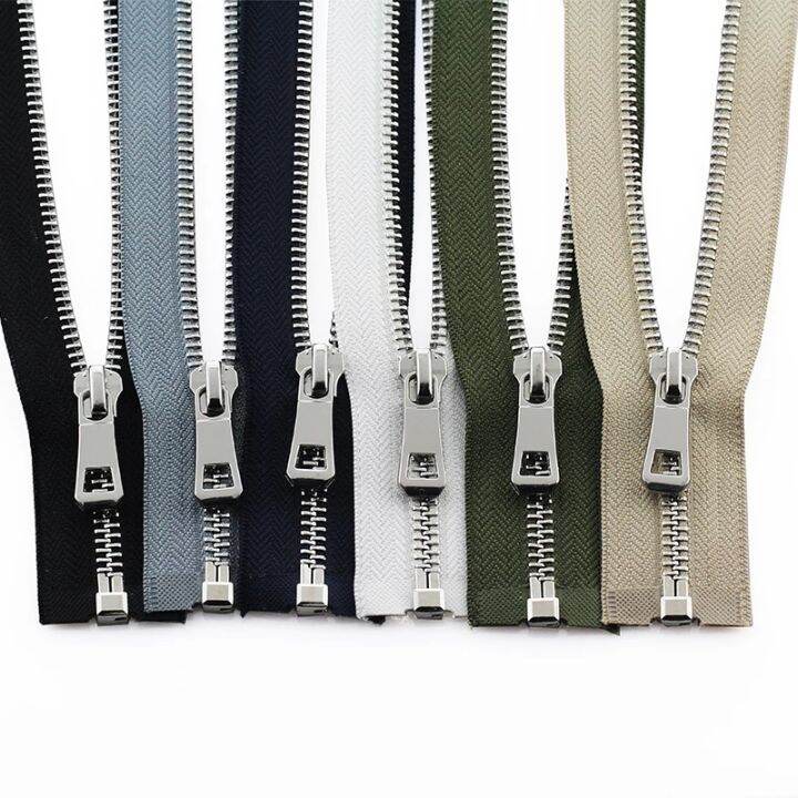 55-65-75cm-5-colorful-high-quality-open-end-auto-lock-silver-metal-zipper-diy-handcraft-for-clothing-pocket-garment-shoes