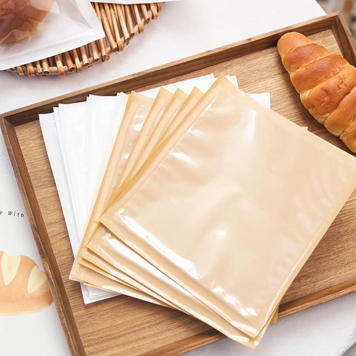 100pcs Half Clear Pastry Bag in White, Kraft for Cookies and Pastries