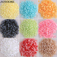 ZOTOONE Flatback ลูกปัดมุก Multicolors ABS เรซิ่นครึ่งรอบไข่มุกสำหรับเล็บ Art Applique Strass DIY เล็บ Rhinestones คริสตัล