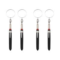 4-Pack Round 2-Inch Telescoping Inspection Mirror,Extends Up to 24.5 Inches,Black