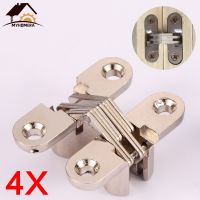 Myhomera 4Pcs Hidden Hinges 12x42MM Invisible Concealed Barrel Cross Door Hinge Bearing Wooden Box For Folding Window Furniture