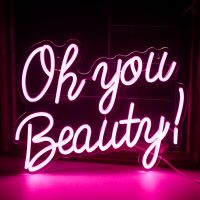 Oh You Beauty Neon Sign Handcraft Light Room Engagement Party Shop Salon Hanging Aesthetic Apartment Illuminated Wall Decoration