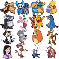 YQ920 UniquePink Disney Pooh Bear Pin Mulan Pin Cat Dogs Animals Brooch Cartoon Badge for Bags Jeans Hoodies Lapel Pin Jewelry