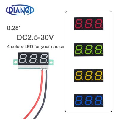 【Limited edition】 โวลต์มิเตอร์สีเขียว0.28นิ้วแผง DC2.5V-30V สีเหลืองเครื่องทดสอบมิเตอร์สีน้ำเงินเกจแบบดิจิตอลการวัดและปรับระดับสีแดงขนาดเล็ก