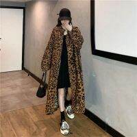 Size 6XL 150kg Women Trench Coat Leopard Casual Womens Long Outerwear Loose Overcoat Autumn Winter Femme Large Clothes