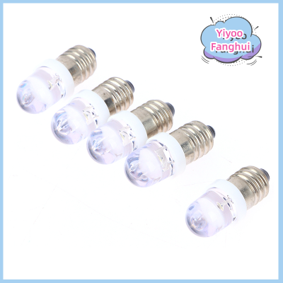 Yiyoo 5ชิ้น E10 LED สกรูอุปกรณ์บอกความเป็นด่างหลอดไฟสีขาว12V หลอดไฟ DC ขายส่งใช้พลังงานต่ำ