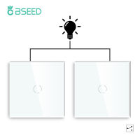 Bseed Mvava 1 Gang Intermediate Stair Switch EU Master Slave Light Touch Switch White Grey Crystal Glass Panel Home Improvement