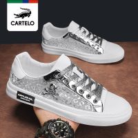 ✵∈♤ Cartelo crocodile mens shoes summer new breathable casual sports shoes all-match trendy thin section skull trendy shoes