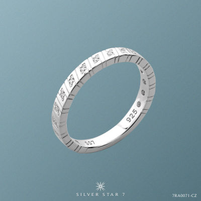 Silver Star 7 -  Seven Infinity Collection แหวนเงินแท้ 925 ชุบโรเดียม ฝัง CZ(หน้ากว้าง 3mm) - 7RA0071