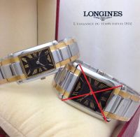 นาฬิกาข้อมือ แฟชั่น แบรนด์ สายเลส สีทูโทน เงิน-ทอง หน้าปัดสีดำ (Longines)