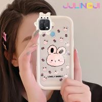 Jjlingji เคสสำหรับ OPPO A15 A35 A15s 4G เคสการ์ตูนกระต่ายน่ารักลวดลายสร้างสรรค์สีสันสดใสน่ารักสัตว์ประหลาดน้อยเลนส์กล้องถ่ายรูปแบบนิ่มซิลิโคนเคสใสกันกระแทกแบบใสเคสป้องกันง่าย