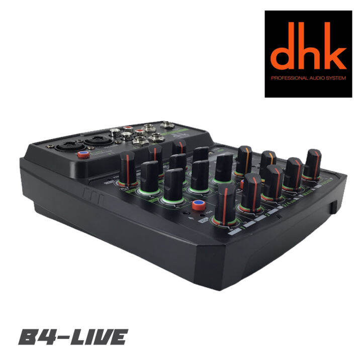 dhk-b4-live-มิกเซฮร์-4-ch-สามรถเชื่อมต่อบลูทูธ-และเล่น-usb-ได้-สินค้าใหม่แกะกล่อง-รับประกันสินค้า-1-ปี