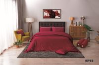 ผ้าปูที่นอน พรีเมียร์ ซาติน Premier Satin รหัสสินค้า SP22 สีพื้น สีแดง DARK RED รีสอร์ท ขนาด 3.5ฟุต 5ฟุต และ 6 ฟุต สำหรับที่นอนสูง 11 นิ้ว กันไรฝุ่น