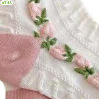 ATHS ถุงเท้าผู้หญิงสไตล์ญี่ปุ่น,ถุงเท้าดีไซน์น่ารักสีขาวชมพูของขวัญถุงเท้าฤดูร้อนสำหรับวันวาเลนไทน์วัน