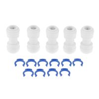 5Pcs RO Water System Equal Straight 1/4 3/8 Hose Connection Coupling Reducing Quick Fitting Reverse Osmosis Connector