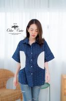 Odee&amp;Cutie Daily Fashion black and white linin shirt  เสื้อเชิ้ตผ้าลินินทรงเก๋ มีลูกเล่นสลับสีขาวดำ เนื้อผ้าดี