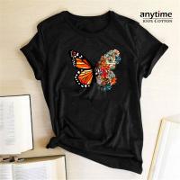 Best Cotton Butterfly Flowers Printing Tshirts Clothes For Tshirts Graphic Camisetas