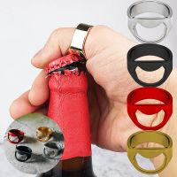 22MM Finger Thumb Ring Beer Bottle Opener Stainless Steel Chrome Keyring Piece Multi-Function Color Shape Ring Home Kitchen Tool