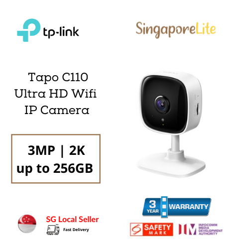 TP-LINK Tapo 2k Indoor Security Wi-Fi Camera, Tapo C110 Night Vision, White