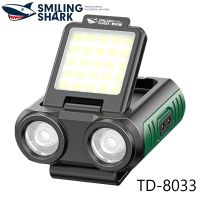 SmilingShark TD8033ไฟฉายคาดหัวขนาดเล็กเซ็นเซอร์แสงตกปลานำไฟฉายคาดศีรษะหมวกแบบพกพาคลิปแสง USB ชาร์จได้สว่างกลางแจ้งกันน้ำกลางคืนไฟตกปลาการเห