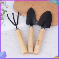 ? JCTTTY ? 3ชิ้น/เซ็ต MINI Garden TOOL ชุดจอบ Rake Spade บอนไซเครื่องมือชุดด้ามไม้