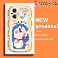 เคส "Chenyyyka สำหรับ OPPO A96 Reno 7Z 5G Reno7 Z Reno7 Lite Reno8 Lite F21 Pro 5G เคสการ์ตูนลายโดราเอมอนน่ารักใหม่ Colour Macaron Wave Border เคสมือถือนิ่มนิ่มกันกระแทกแบบใสสร้างสรรค์เคสโปร่งใสลายกล้องถ่ายรูปฝาครอบป้องกันซิลิกาเจล"