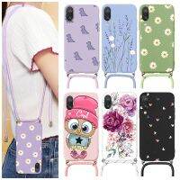 [HOT 2023] สำหรับ Xiaomi Redmi Note 7 Pro สายคล้องคอสร้อยคอสายโซ่ Lanyard เคสสำหรับ Redmi Note7 Note7Pro Daisy ดอกไม้กลับกันชน