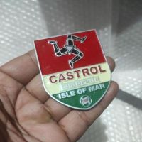 สติกเกอร์โลหะ ลายตราสัญลักษณ์ Vespa Lambretta Castrol Isle Of Man สําหรับติดตกแต่ง