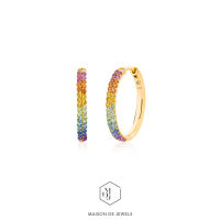 Maison de Jewels - Rainbow Classic Pave Hoops ต่างหูเงิน ทอง พลอยสีรุ้ง ต่างหูห่วง