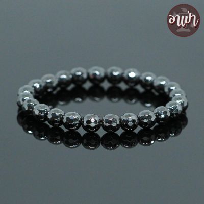 อาเป่า แร่เฮมาไทต์ เจียรเหลี่ยม Hematite ขนาด 8 มิล คัดหิน หินเฮมาไทต์ กำไลหินสี กำไลหินนำโชค แร่ในตระกูลเหล็กไหล หินสีเงิน หินมงคล