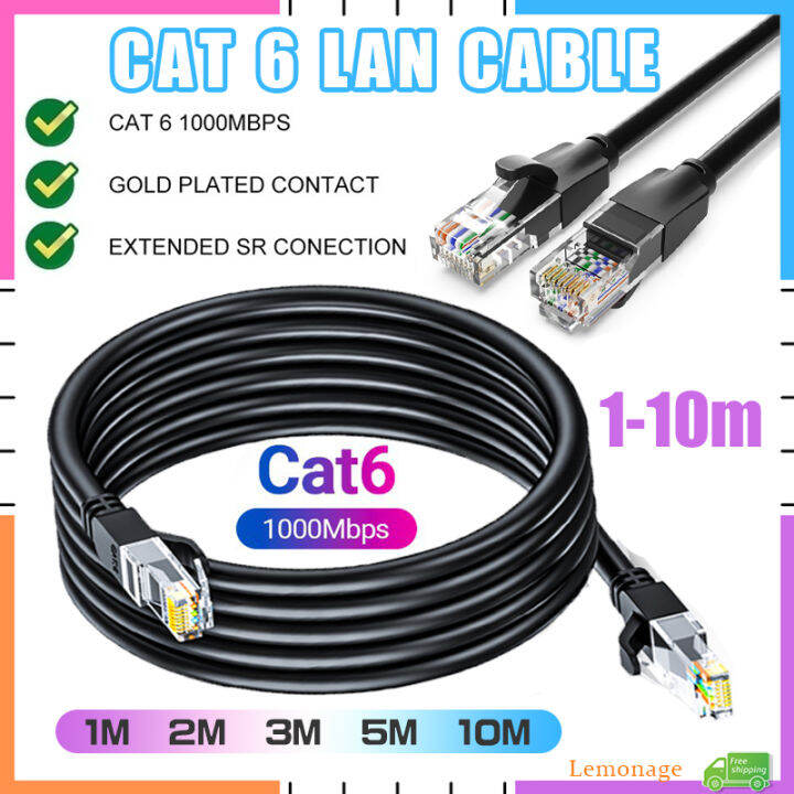 【Ready Stock】1M/2M/3M/5M/10M 1000mbps Cat6 Lan Cable RJ45 Cable Network ...