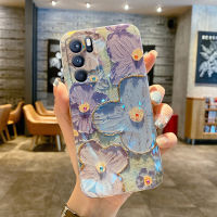 เคสสำหรับ OPPO Reno 4Z 5 5F 5Pro 6 6Z 6Pro 7 7Z 7Pro 8Pro 8T 4G 5G พร้อมเคสแฟชั่นหรูหราไรน์สโตนมันวาวลายดอกไม้ภาพสีน้ำมันที่สวยงามนิ่มการออกแบบลวดลายปกป้องโทรศัพท์เคสซิลิโคนกันกระแทกฝาหลัง