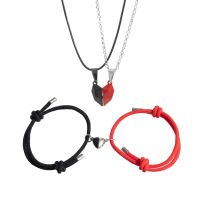 Couple Necklace Bracelet For Lovers Men Women Korean Fashion Magnetic Gothic Punk Heart Pendant Necklace Bracelet Party Gift