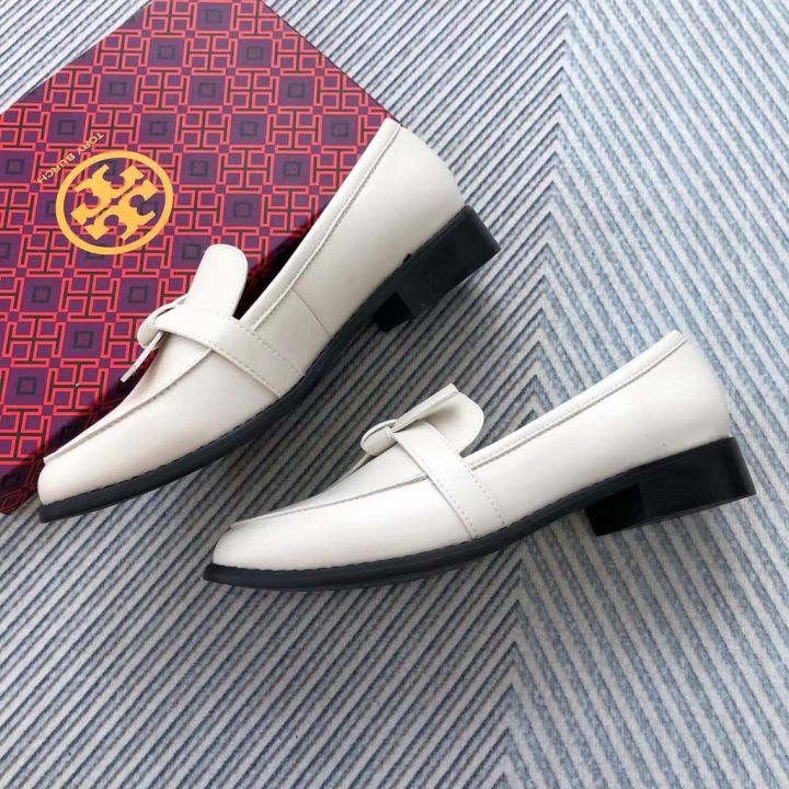 2023-new-tory-burch-bow-design-soft-sheep-leather-mid-heel-loafers-casual-shoes