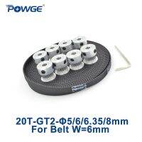 Powge 8ชิ้น20ฟัน Gt2จังหวะรอก5Mm 6Mm 6.35Mm 8Mm 5Mm กว้าง5เมตร6Mm Gt2 Synchronous 2gt Belt 2gt ฟัน20 T