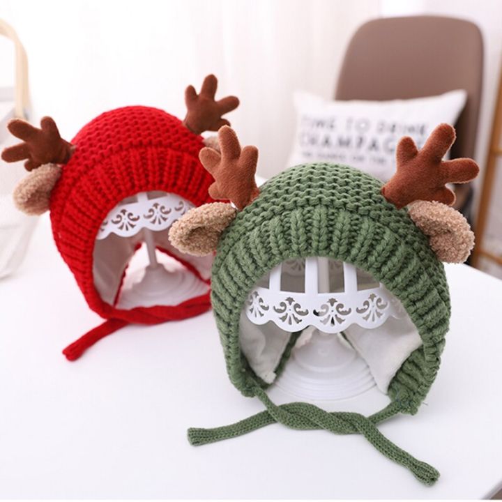 น่ารักการ์ตูน-elk-หมวกเด็กอ่อนฤดูหนาวคริสต์มาสถักหมวกสำหรับเด็ก-warm-เด็กทารกเด็กผู้หญิงหมวกป้องกันหูเด็กหมวก-bonnet
