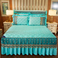 Crystal Velvet Bedspreads on The Bed Lace Thicken Quilted Bed Sheet Lace Bed Skirts Queen Double King Size Home Textiles