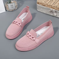 Stretch Knit Flat Shoes Women 2023 Spring Summer Breathable Mesh Flats Moccasins Chain Casual Loafers Slip on Dress Shoe Sneaker