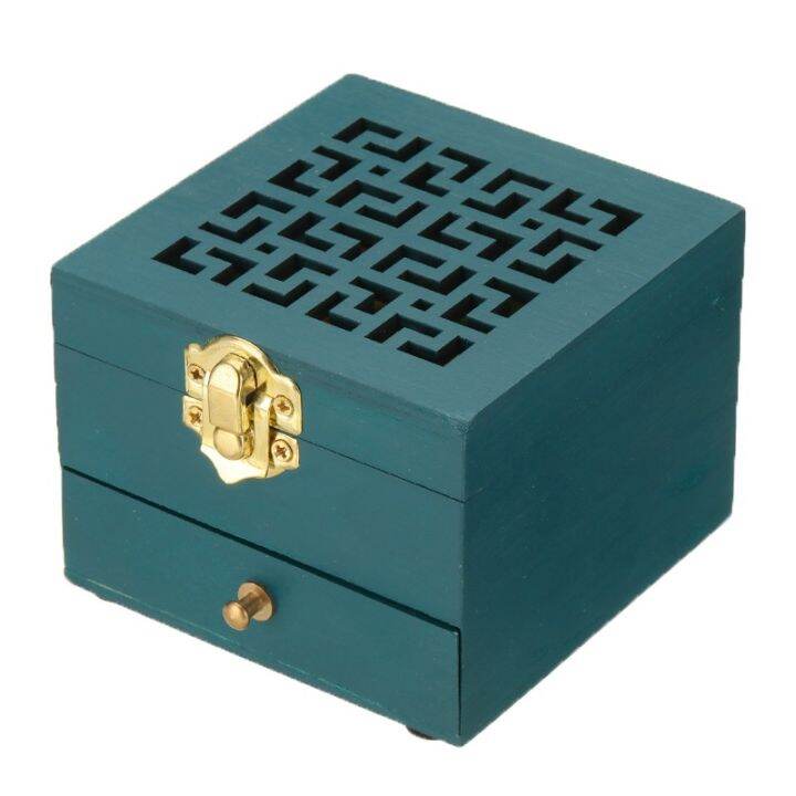 Mabkhara Square Wood Hollow Home Incense Burner Pine Wood Antique