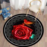 【YF】 Butterfly flower round carpetcarpets for living roomAnti-Slip rugs bedroom BATHROOM mat Camping cushion，kawaii rug