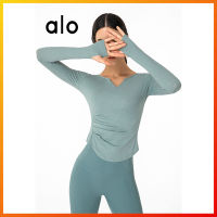 Alo Yoga Womens T-shirt Womens Sports Top V-neck Fashion Long Sleeve Fitness Sports Outdoor y Casual Autumn New DS167V