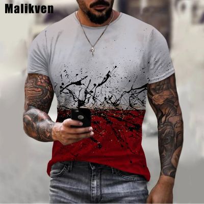【CW】 Newest Men Hot Ink Contrast Splatter T-shirt Graffiti Painting Interesting T Shirts
